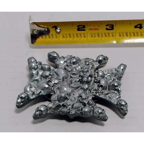 VINTAGE GREAT AMERICAN PRODUCTS IRON CROSS SKULL BIKER BELT BUCKLE #4640 - Picture 5 of 5